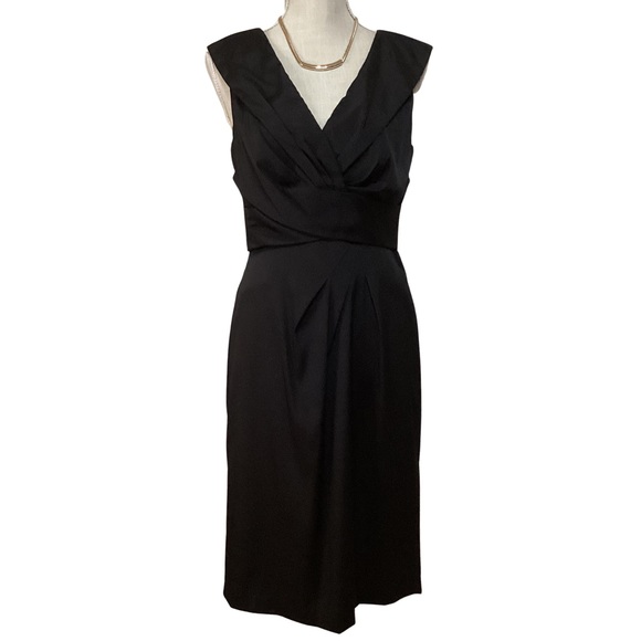 WHBM Deep V Neckline Draped Holiday Special Occasion Black Dress | Size 6 | EUC - Picture 1 of 9